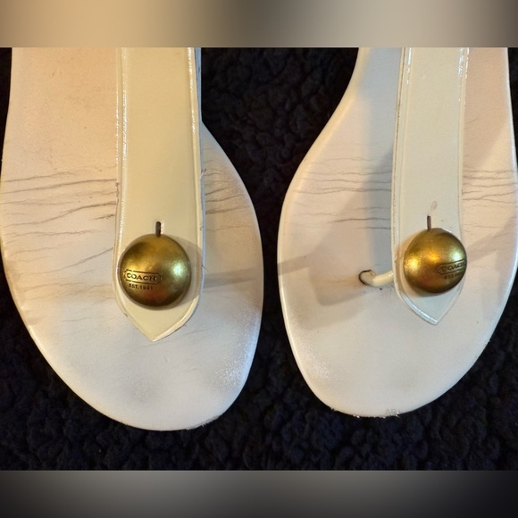 Coach Cream Sandals with Gold Buckle - Picture 7 of 14